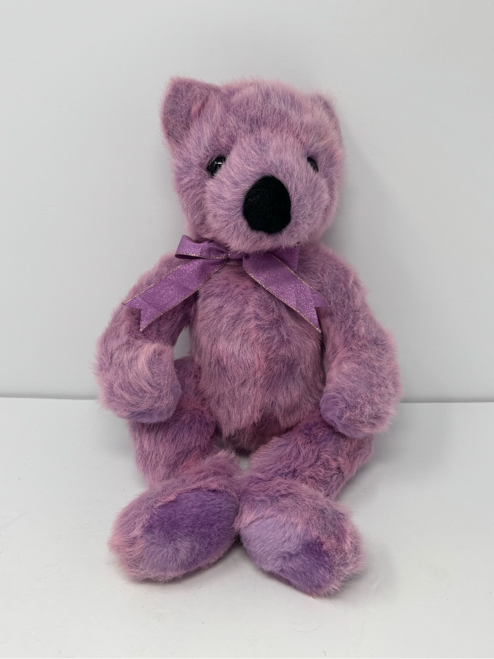 Ty Purple Plush Teddy Bear w/ Ribbon Bow Vintage 1999